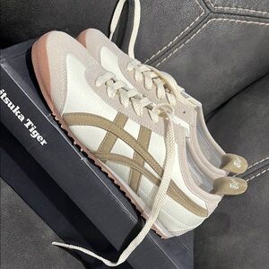 Onitsuka Tiger by Asics White and Beige Sneakers